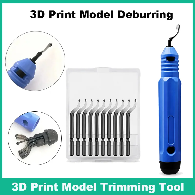 3D Printing Deburring Tool Kit with 11 HSS Blades Ergonomic Handle for Resin Plastic Metal PVC Copper Pipe Edge Trimming Cutter