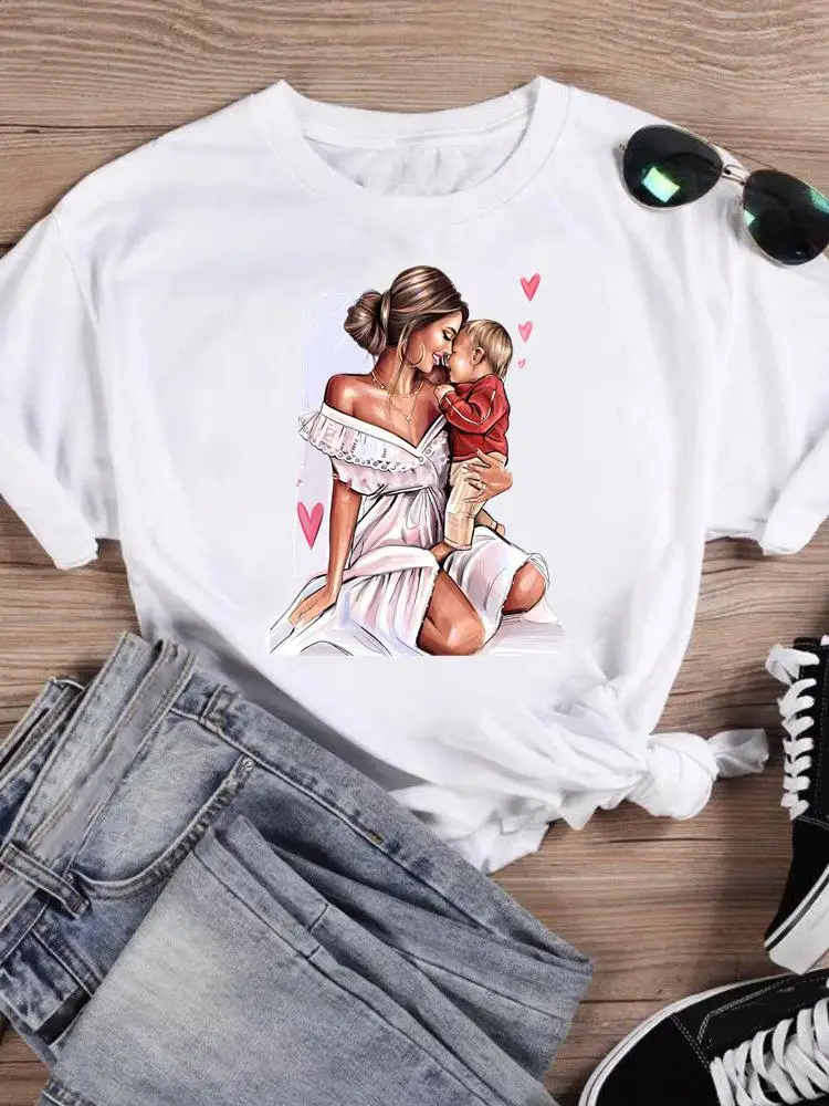 

Son Love Sweet Love Mom Mama Short Sleeve T Shirt Graphic Tee Women Clothing Female Top Fashion Print Tshirts Summer T-Shirt