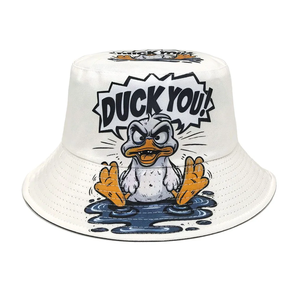 Funny Duck Pattern Panama Hats Summer Sunscreen Fisherman Hat Women Man Cute Cartoon Bucket Hats Reversible Sun Hats Decorate
