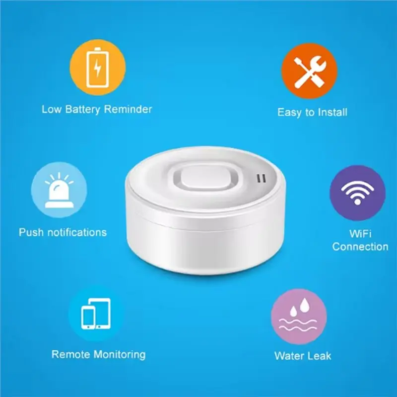 【RECOMENDAR】Tuya Smart For Home Safety WIFI Water Leak Detector 100Db High-Volume Alarm Real-Time APP Alerts Easy Setup With Ale
