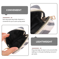 Pet Poop Bag Holder Portable Polyester Dog Waste Pouch for Leash Outdoor Use Durable Storage Container Gray Pattern