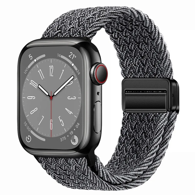 Gevlochten band voor Apple Watch-band 44 mm 40 mm 45 mm 46 mm 49 mm 41 mm 38 Magnetische nylon armband iWatch-serie se 7 6 8 9 10 Ultra 2