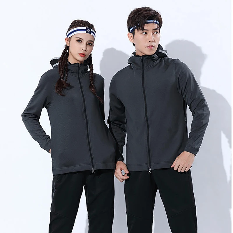 

Couples Fashion S-4XL Outdoor Running Zipper Pockets Hiking Gym Unisex Hoodie Unisex Training Waterproof Windbreaker Jacket