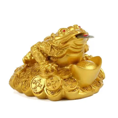 Chinese Feng Shui Toad Gold Money Coin Toads Figurine LUCKY Fortune Home Decoration I Ching Frog Living Room Ornament Favor Gift