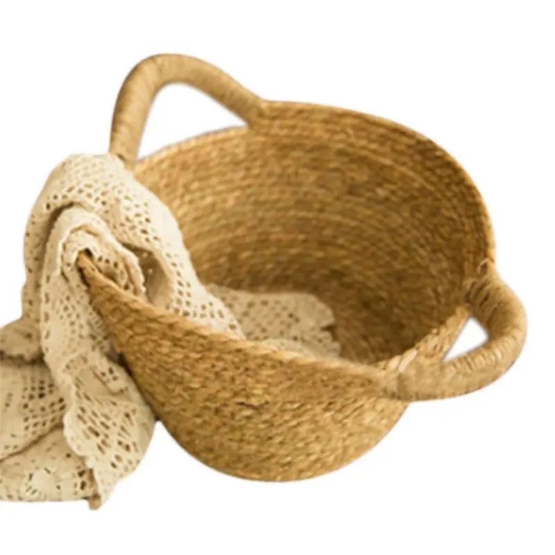 

Fashionable Newborn Photography Props Khaki Basket for Baby Photoshoot Basin for Pictures DIY Cowboy Children