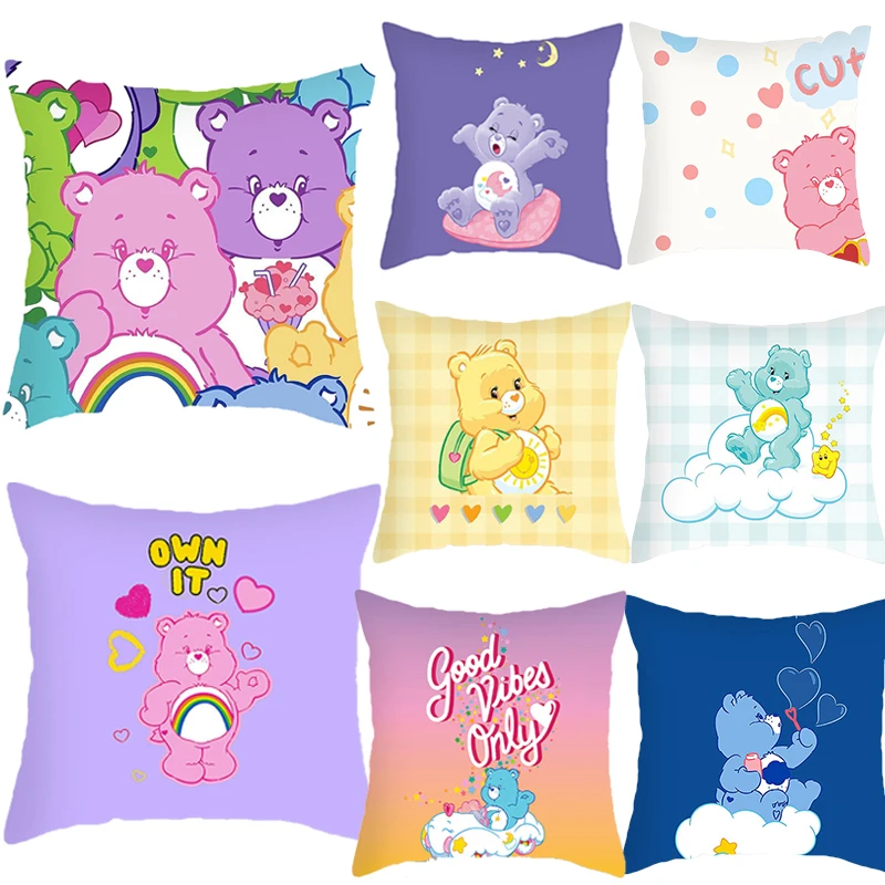 

MINISO Rainbow Care Bear Student Nap Pillow Sofa Living Room Backrest Bedside Pillow Case Cartoon Care Bear Cute Decoration Gift