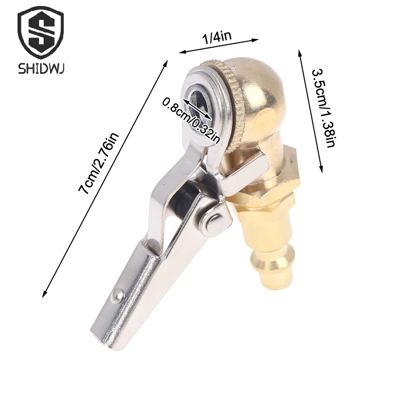 2 pçs de bronze bola fechada pneu 1/4 polegada fnpt fluxo fechado pneu inflator ar carro pneu mandril inflator bomba válvula conector