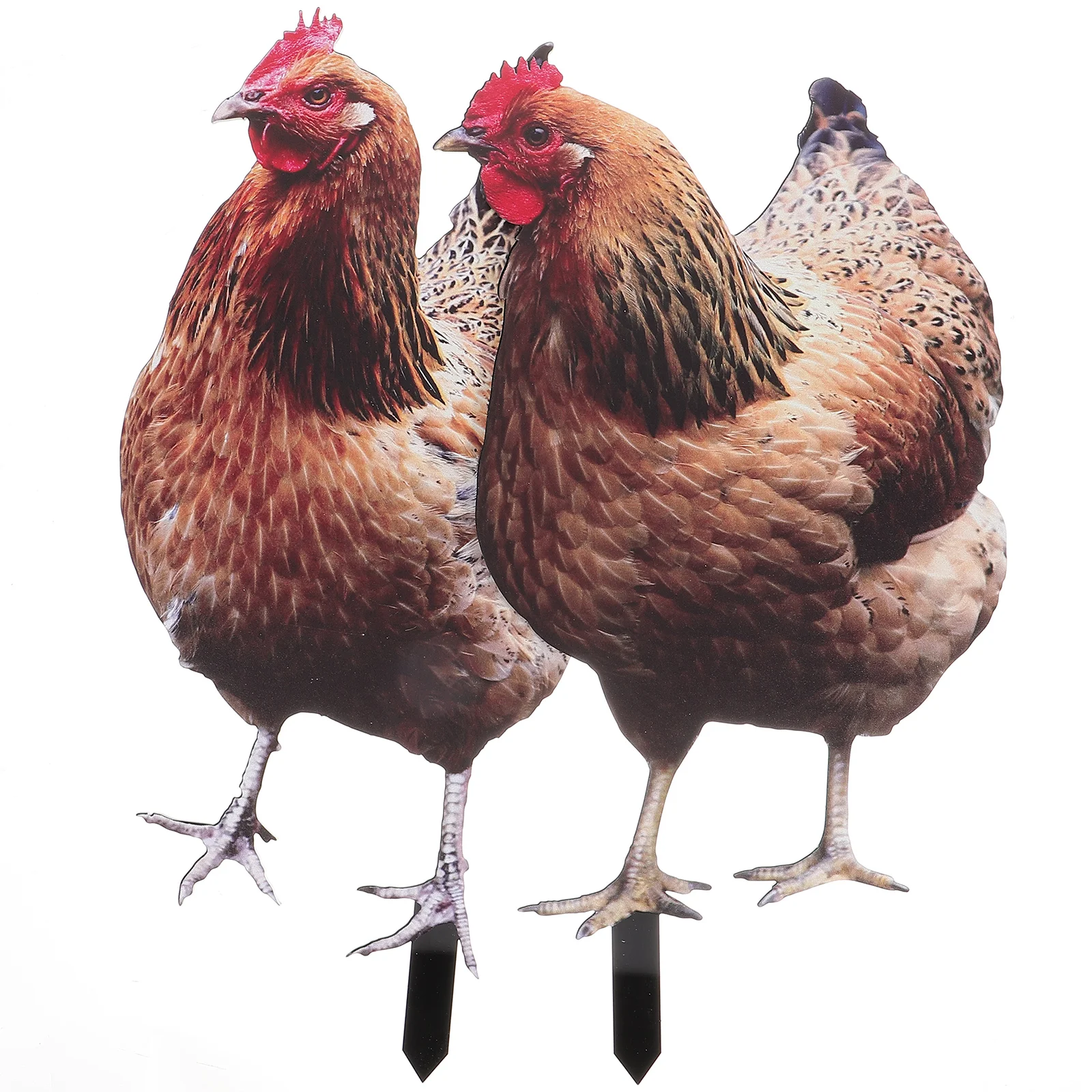 

2 Pcs Chicken Garden Decoration Figures Stakes Decorations Sculpture Lawn Signs with Yard Hen Christmas Metal