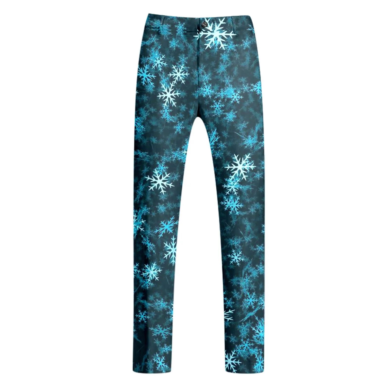 Snowflake Printed Christmas Slim Fit Comfy Suit Pants Set Men One Button Lapel Pocket Suits High Waist Trousers Two-Piece Suit