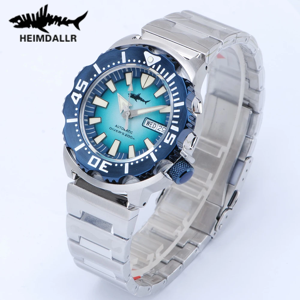 HEIMDALLR Monster V2 Frost Blue Dial NH36A Automatic Mechanical Watch Men's Sapphire C3 Luminous Waterproof 200M Diving Watches