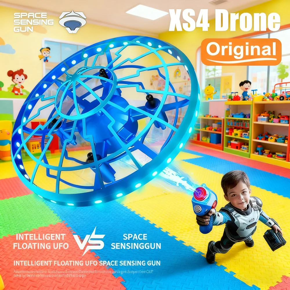 

XS4 Glowing Infrared RC UFO Saucer Shooting Sensor Drone Parent-Child Interactive Smart Hover Remote Control Toy Birthday Gifts