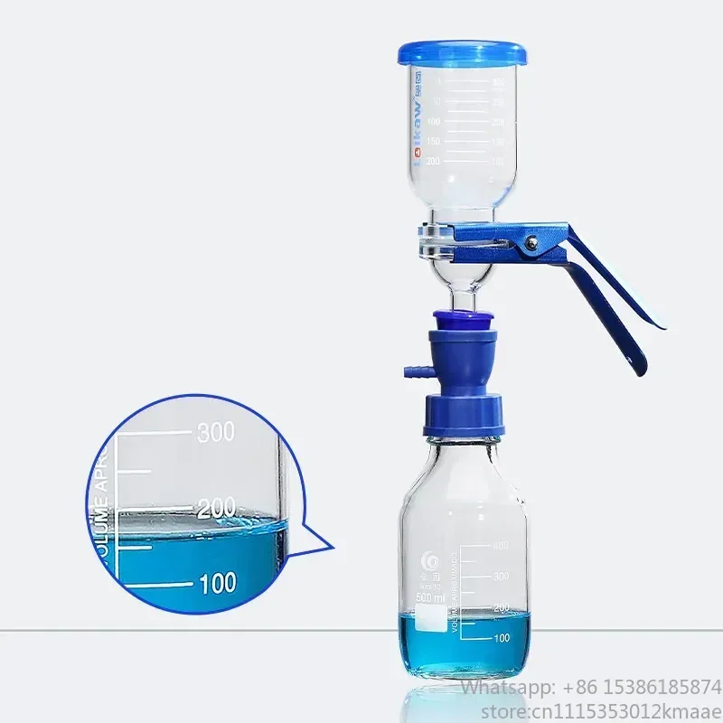 Vequyn 500mL Glass Solvent Filtration Apparatus: Sand Core Vacuum Filter Unit with 300mL GL45 Receiver Bottle