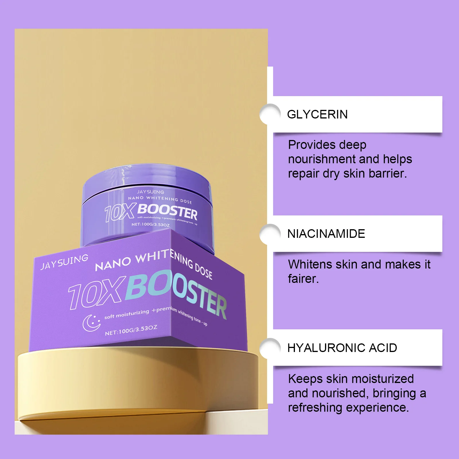 Jaysuing Brightening Day Cream 100g Face Moisturizer Hydrating Skin Care for Dullness Daily Facial Cream Radiance