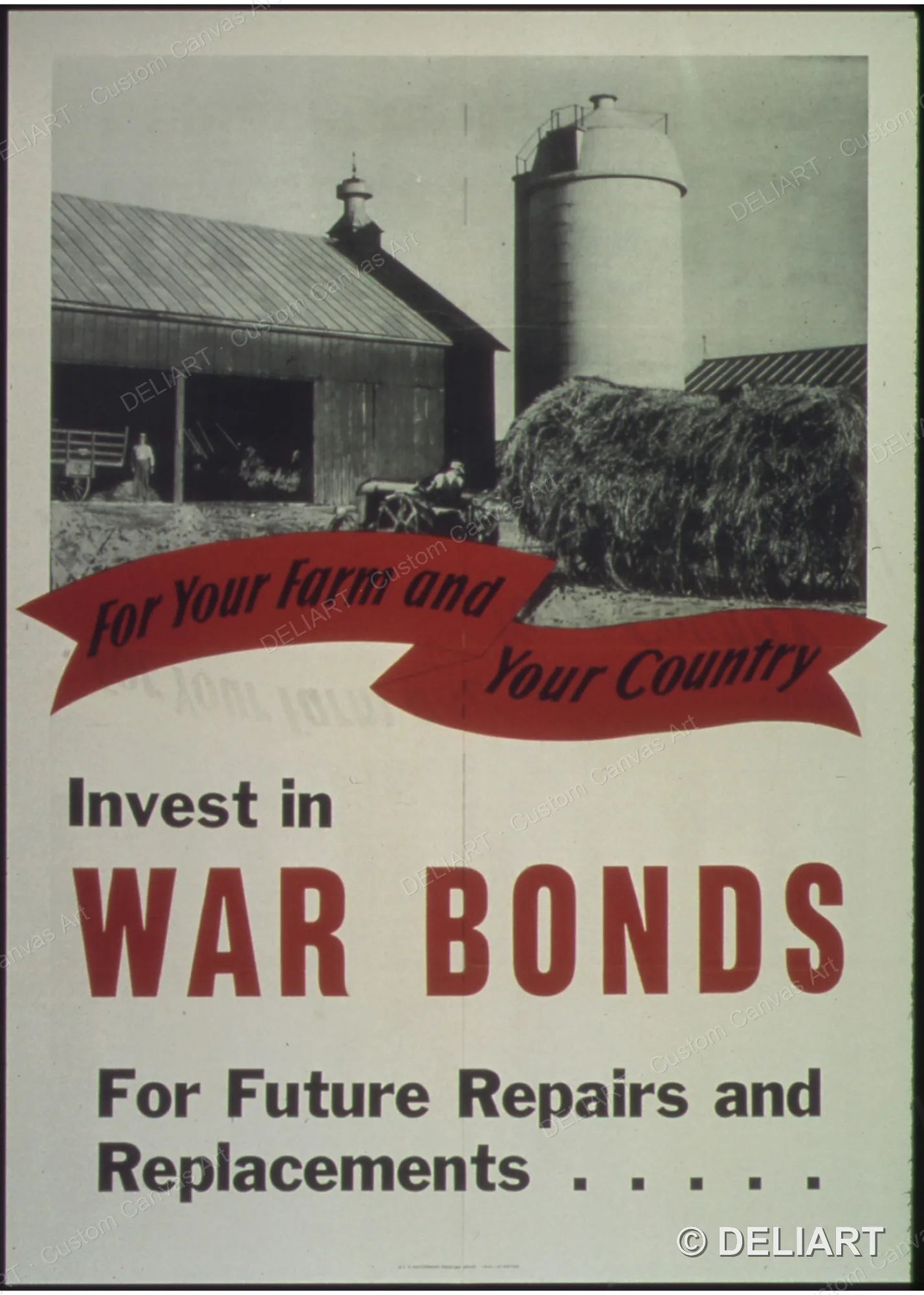 For Your Farm and Your Country Invest in War Bonds Vintage WWII Propaganda Canvas Wall Art Poster Print Home Decor Unframed