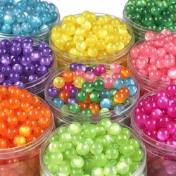 100pcs Resin Imitation CAT'S Eye round Beads, Colored Straight Hole Loose Beads, Handmade DIY Beads, Bracelets, Necklaces, Acces
