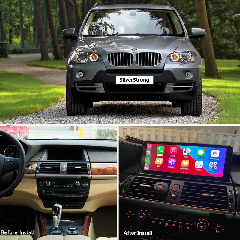 12.3'' IPS 720P,Car Radio GPS with CarPlay,8GB+256GB Android Auto For BMW X5 E70 X6 E71 2007-2013