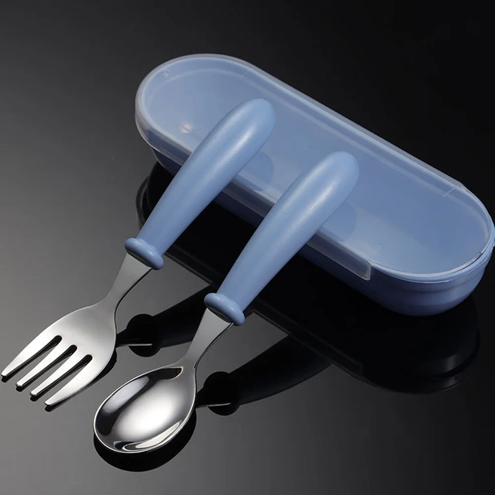 

2Sets Stainless Steel Children Cutlery Sets Cartoon Flatware Kits Kids Spoon Fork Toddler Feeding Tableware Kids Independent