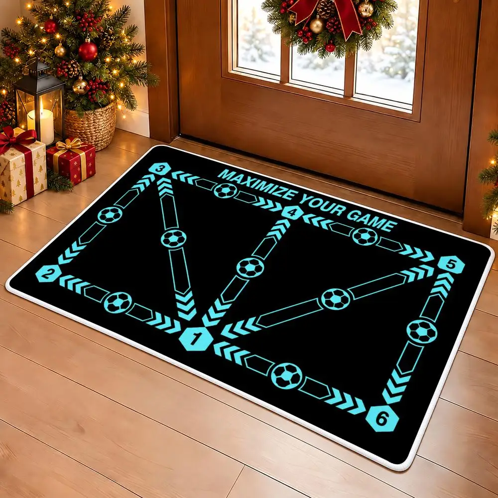 Soccer Agility Floor Mat Soft Flannel Floor Mat Cloud Feel Non-slip Bath Rug Machine Washable Foam Carpet Door Mat