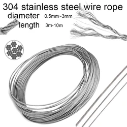 1pcs 7*7 304 stainless steel wire diameter 0.5mm-3.0mm heavy duty cable rope garden wire cable railing wire fence roll kit