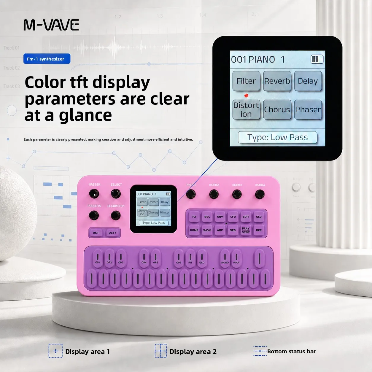 New M-Vave Fm-1 Effect Pedal Portable Bluetooth Synthesizer 12h Battery 6-Operator Speaker Midi 32-Algorithm 128 Preset Built-In