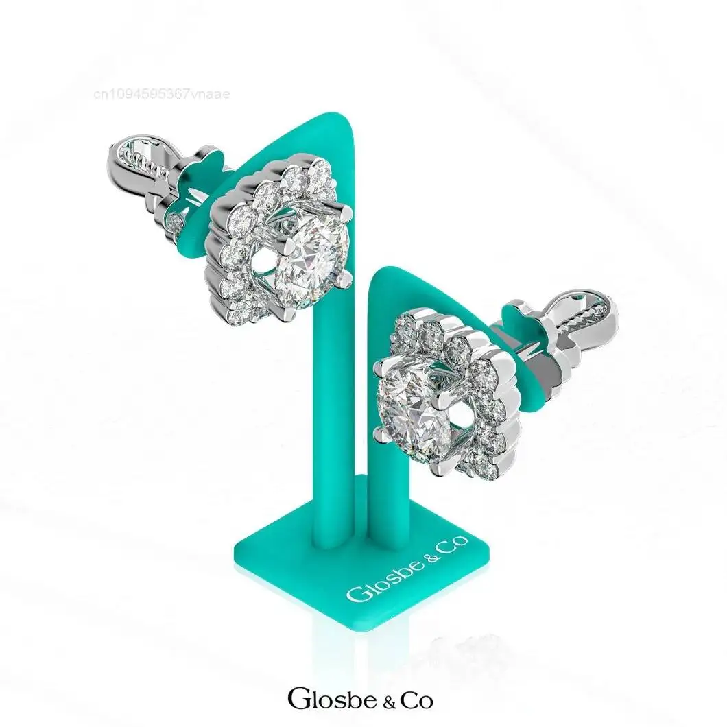 Yellow/Rose/White Gold Silver Moissanite Diamond Stud Earrings 6mm - GRA Certified Glosbe & Co OEM ODM Customized Design