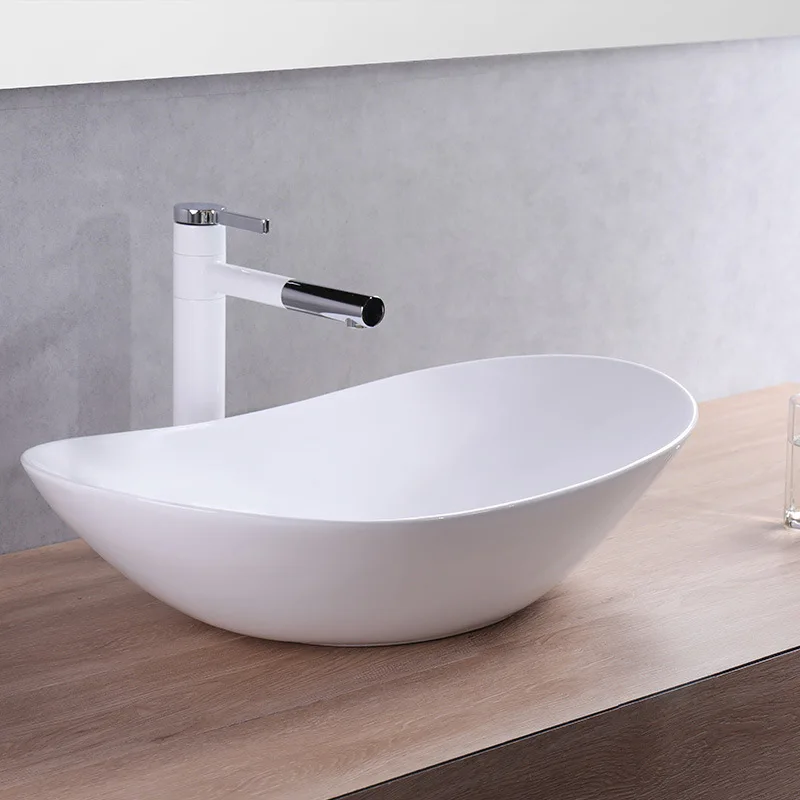 Bathroom white ultra-thin oval table art basin ceramic wash basin