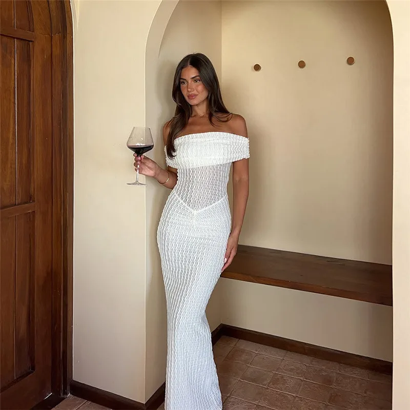 

Women's clothing 2025 summer one-shoulder backless waist-retracting slim dress elegant sexy party dress club clothing Vestidos