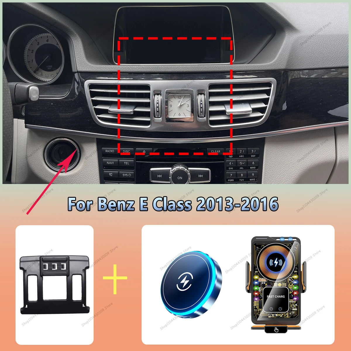 Suporte magnético para tela de telefone de carro, carregamento sem fio, para mercedes benz classe e w212 2013-2016, suporte para telefone com carregam