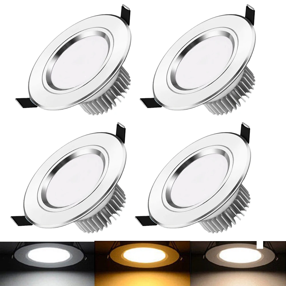 

4 Packs 3 Colors 24W Home Embedded Lamps All Aluminum Ceiling Lamp LED Factory Downlight White Warm White 3000K 4000K 6000K