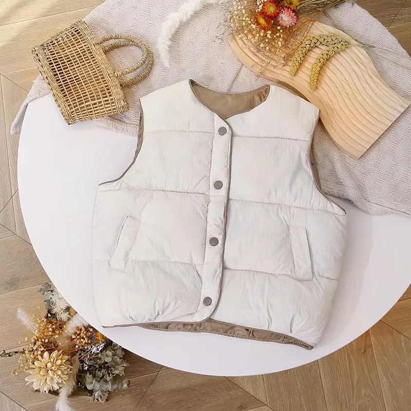Boys Girls Down Vest Children Autumn Winter Warm Waistcoat Kids Fashion Thick Outerwear 2025 Toddler Casual Clothing 3-8 Years