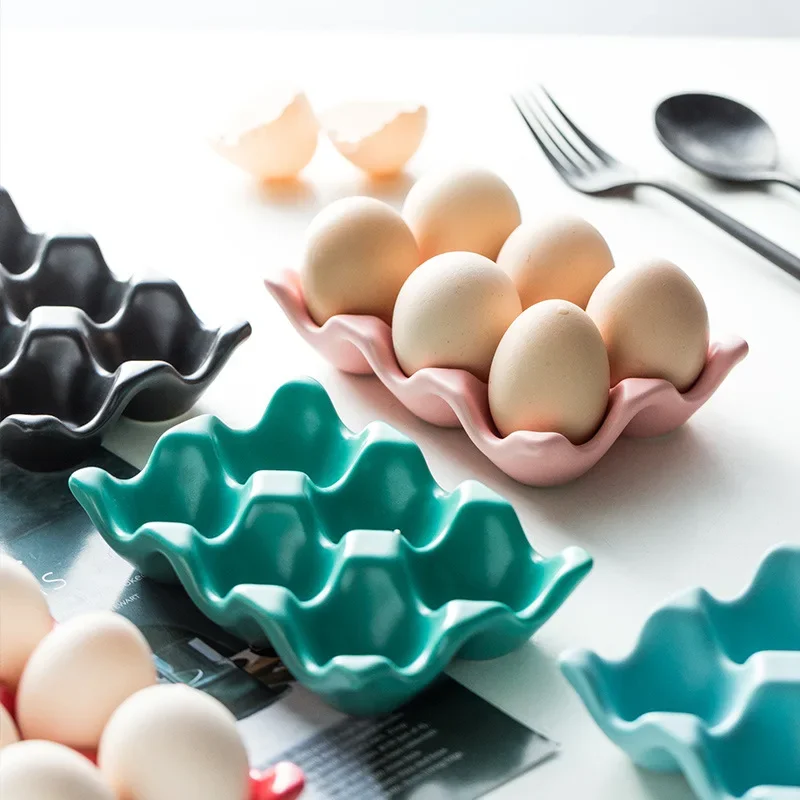 

Ceramic egg holder, egg placement tray, kitchen cabinet, refrigerator, household creative storage grid, egg box, grid