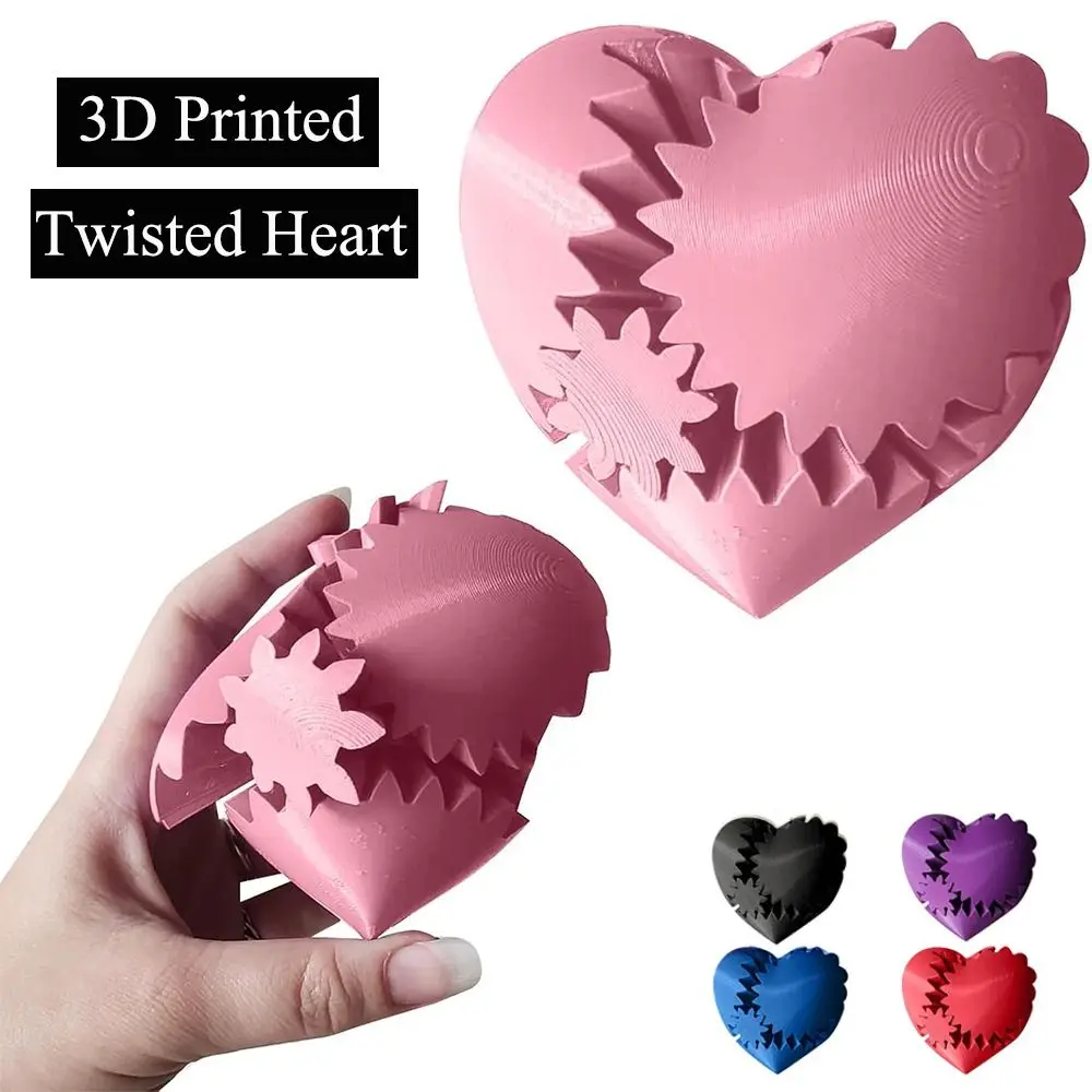 Portable Gear Toy 3D Printed Twisted Heart Anxiety Relaxing Stress Relief Gear Ball Toy Sensory Needs Spin Punk Heart Gear Ball