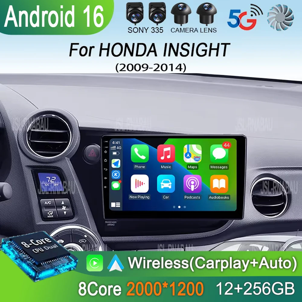 

9" Android 16 For HONDA INSIGHT 2009 - 2014 Navigation GPS Carplay Multimedia Player Car Radio Auto Stereo 2din DVD 360 Camera