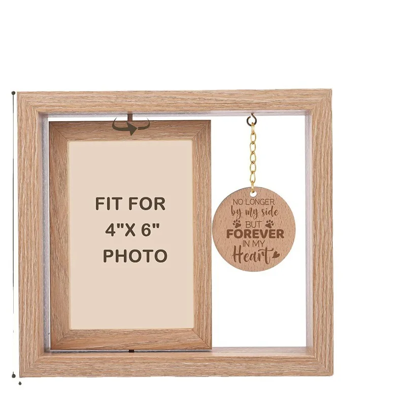 Wooden Photo Frame Postcard Photo Solid Wood Photo Frame Rotatable Desktop Ornament Pet Commemorative Photo Frame