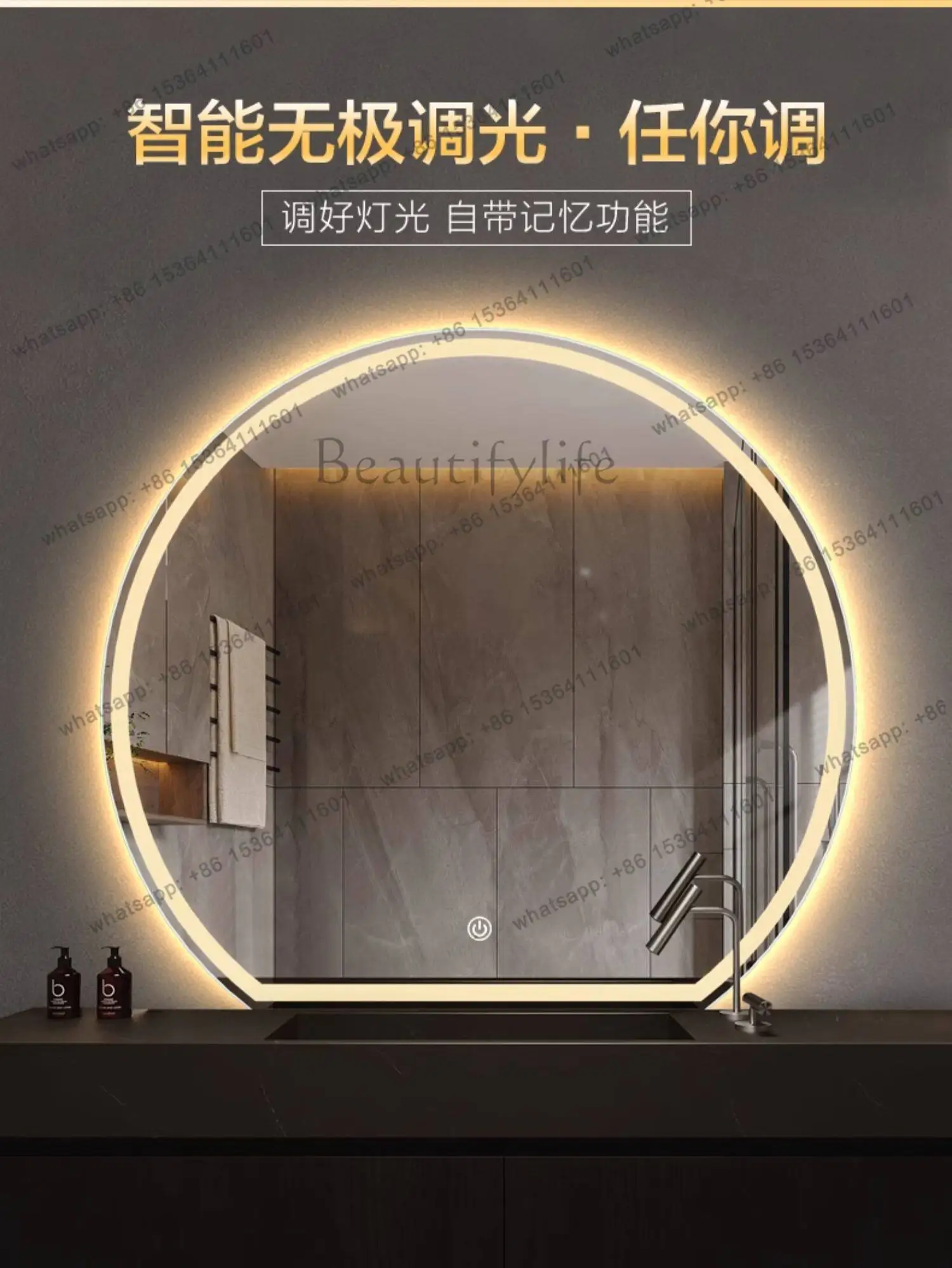 Special-shaped semicircle smart bathroom mirror bathroom mirror with light led dressing