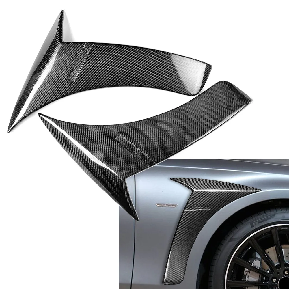 2Pcs Carbon Fiber Car Side Air Vent Fender Fin For Mercedes Benz S Class W222 S400 S500 S550 S560 S600 S63 S65 2014-2019