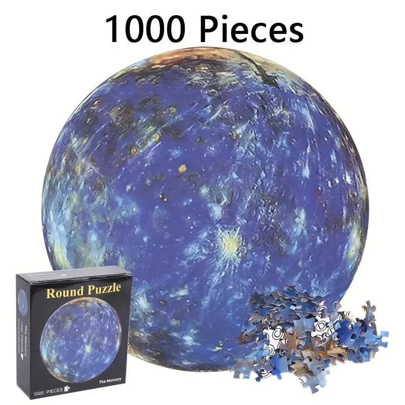 Puzzle rotondo per adulti 1000 pezzi Giochi di sfida di mercurio Apprendimento puzzle educativo Giocattoli Puzzle lunare Puzzle piatto spaziale
