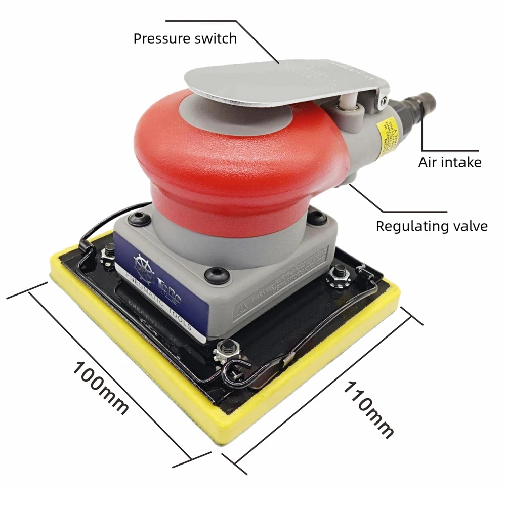 100*100MM Square Pneumatic Grinder Automobile Furniture Surface Polishing Abrasive Grit Tool Accessories Professional Air Sander