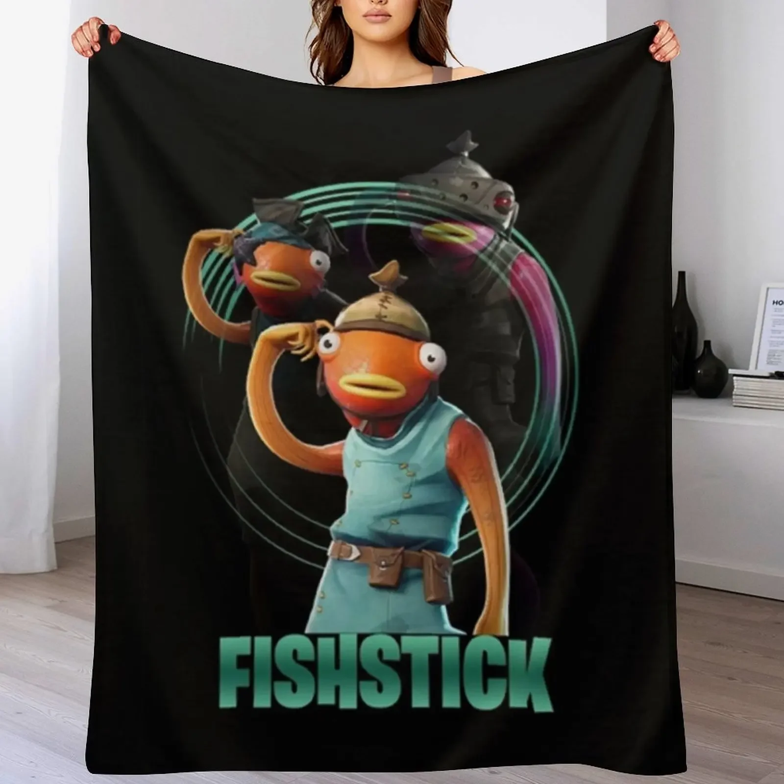 

Fishstick Posters Throw Blanket Cute Plaid Designers Loose bed plaid Blankets