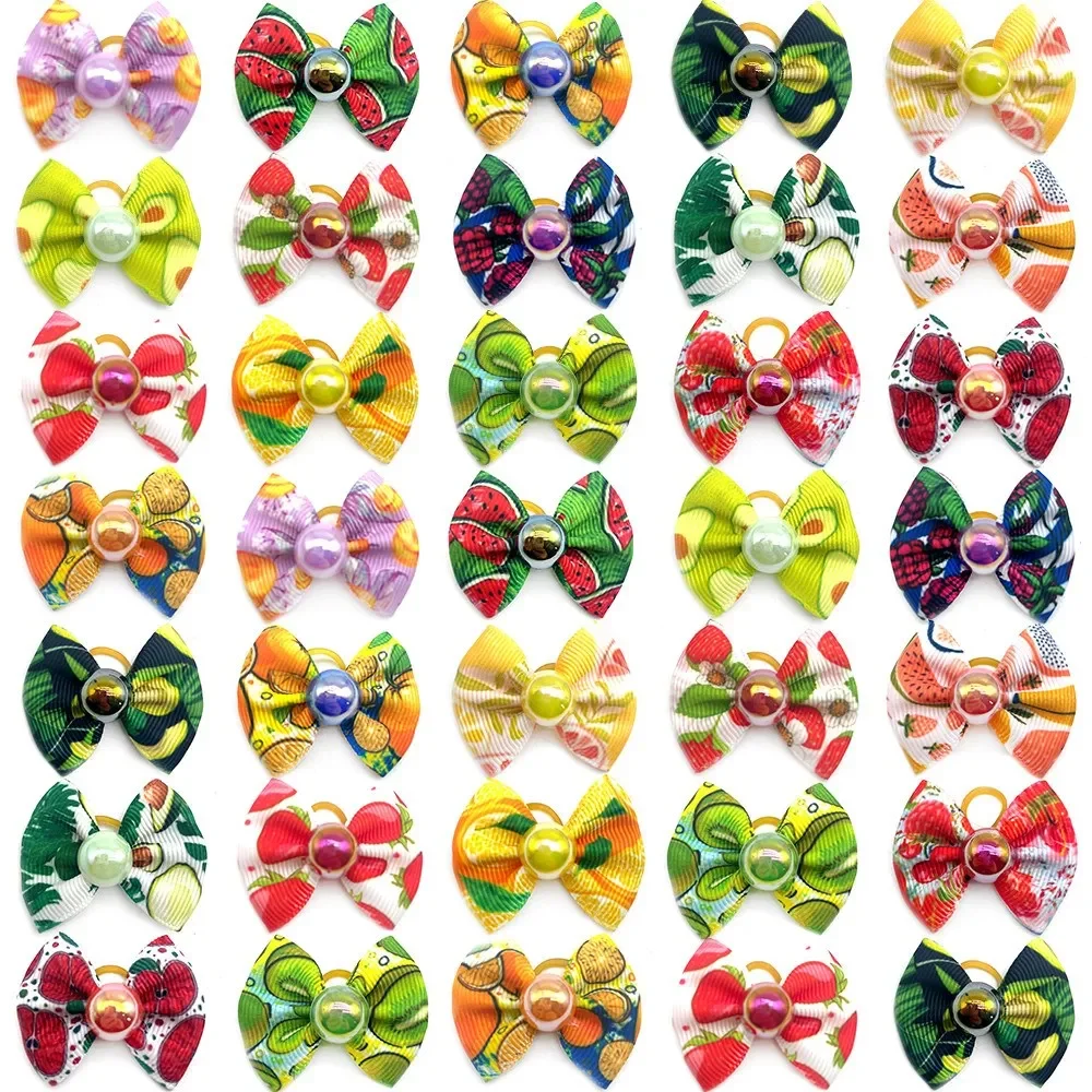 100pcs Dog Grooming Bows Pet Dog Cat Hair Bows Rubber Bands Pet Grooming Products Yorkshire Grooming Bows for Small Dogs