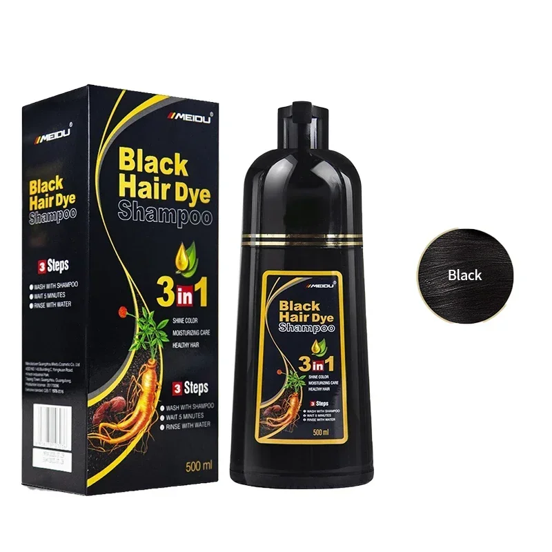 100 ml/500 ml Haarfärbe-Shampoo, 3-in-1, verdunkelndes Haar, sofort grau bis schwarz, Polygonum Multiflorum, natürliche Coloing-Abdeckung für Frauen