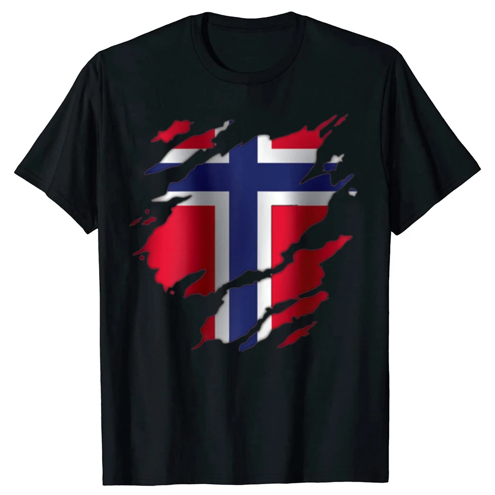 Funny Norway Norwegian Flag Graphic T-shirts Men Women's Fashion Casual Tshirt 100% Cotton Loose Oversized T Shirt