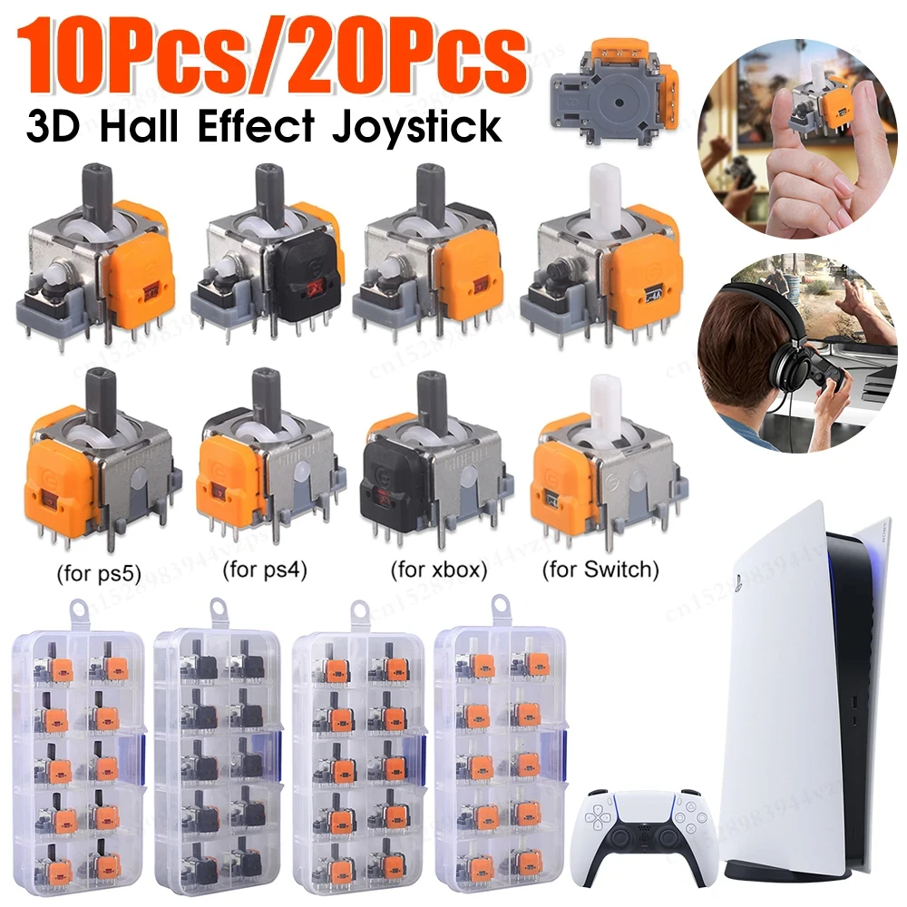10 Stück Hall-Elektromagnetischer Joystick für PS4/PS5/Xbox Hochpräzise Hall-Effekt-Analogsticks ohne Drift-Effekt Joystick-Rocker-Modul