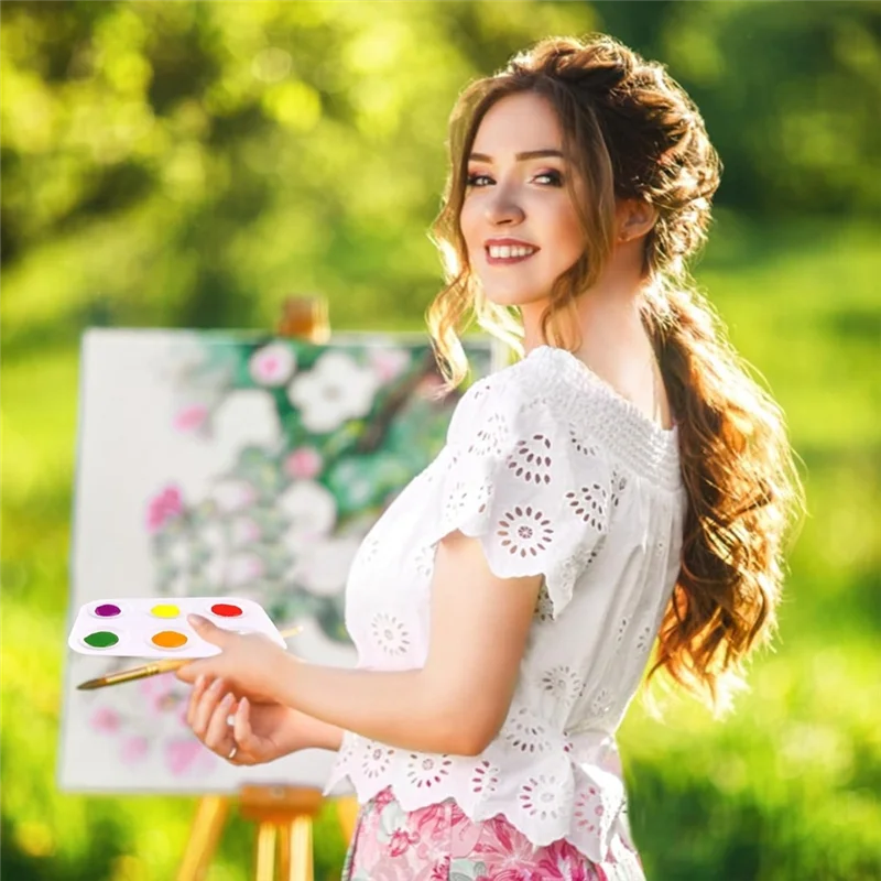 

Пластиковые палитры красок, 6 прямоугольных белых лотков, палитры для рукоделия и художественной живописи, вечеринки, акварели