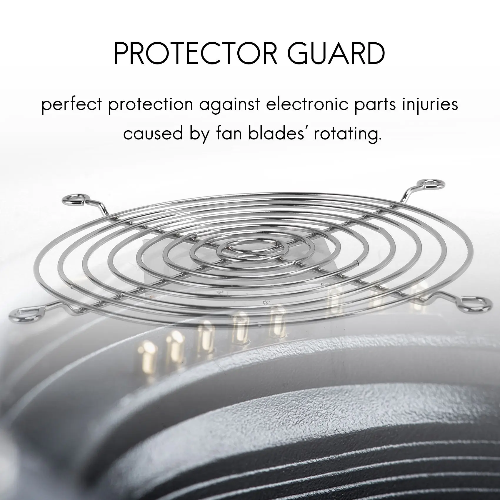 A59E PC DC Fan Grill Protector Metal Finger Guard 120mm 12cm Silver Tone