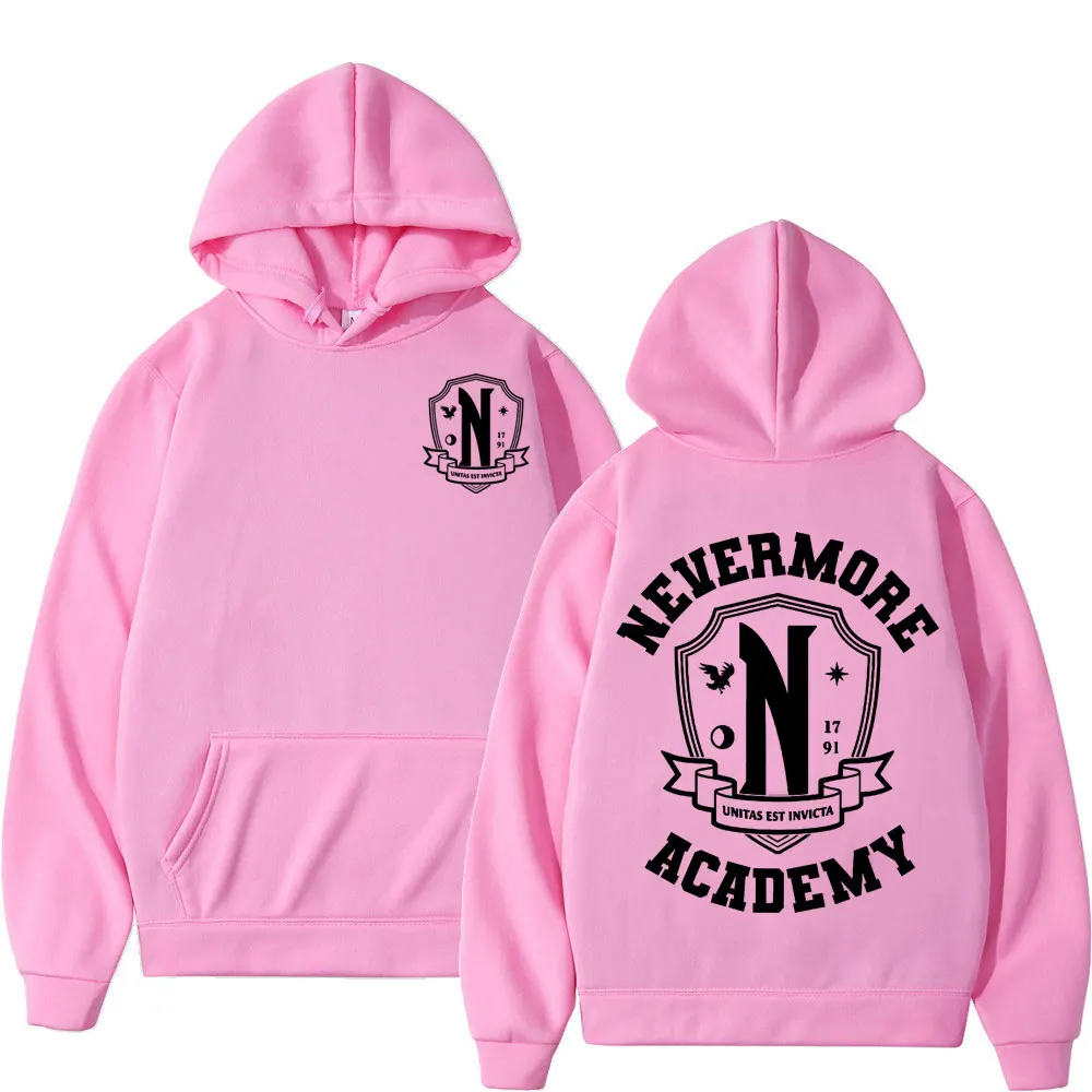 Sudadera con capucha con estampado de Nevermore Academy para hombre y mujer, suéter informal Vintage con capucha, moda urbana de gran tamaño