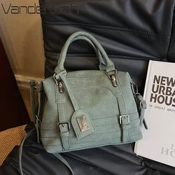 Vintage Belts Luxury Handbags for Women Faux Suede Leather Shoulder Bag Designer Female Fashion Ladies Hand Tote Crossbody Bags