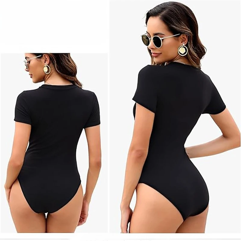 New Tighten the waist and abdomen to fit snugly Short-Sleeved Slim RoundNeck T-Shirt Sexy and Versatile Slim Base Tight Jumpsuit