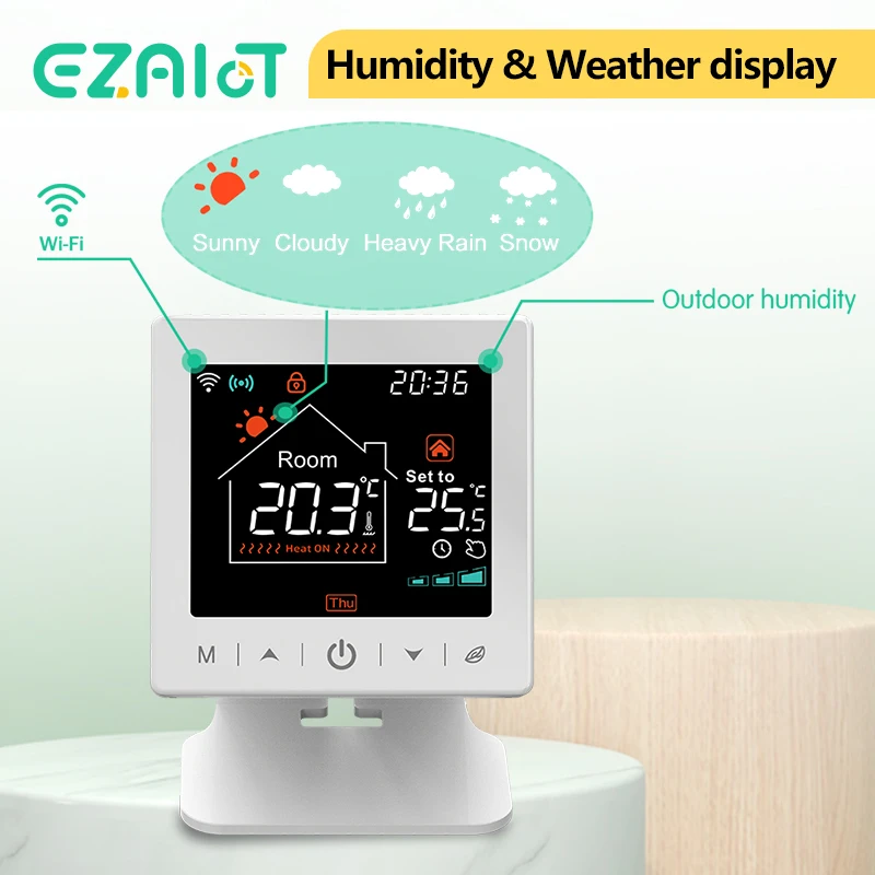 Smart Wireless Thermostat Gas Boiler Heating Room RF433 WiFi Tuya Temperature Controller and Receiver USB Battery Powered Google