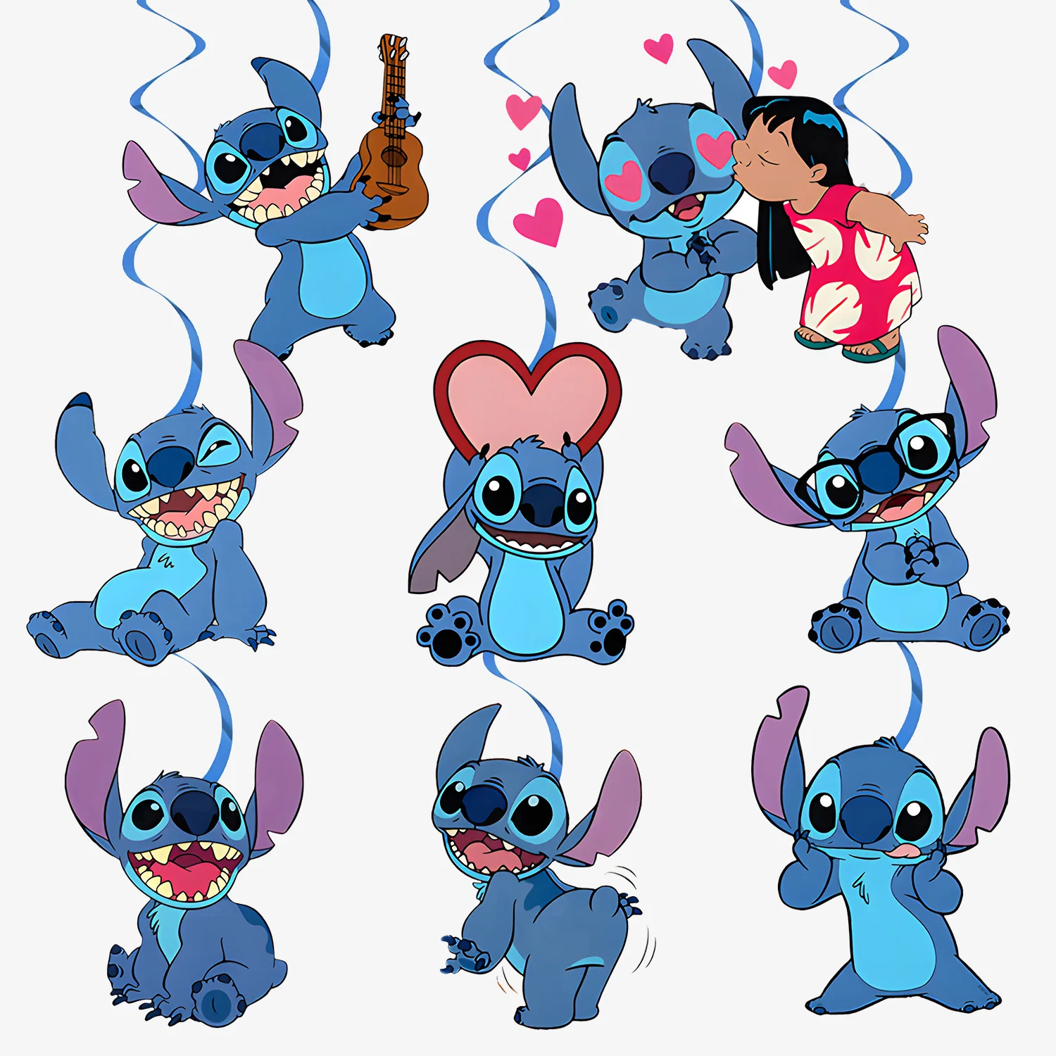 

12Pcs Disney Stitch Foil Hanging Swirl Streamers Ceiling Decorations for Birthday Party Supplies